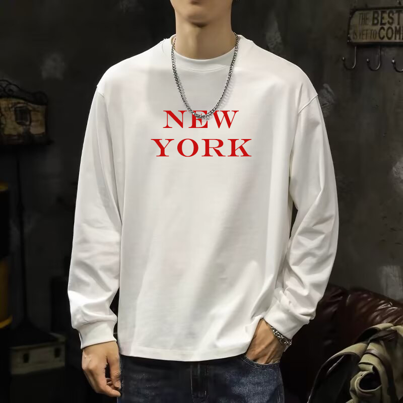 Winter Clothing New York - 남성용 순면 맨투맨 뉴욕 프린트 긴팔