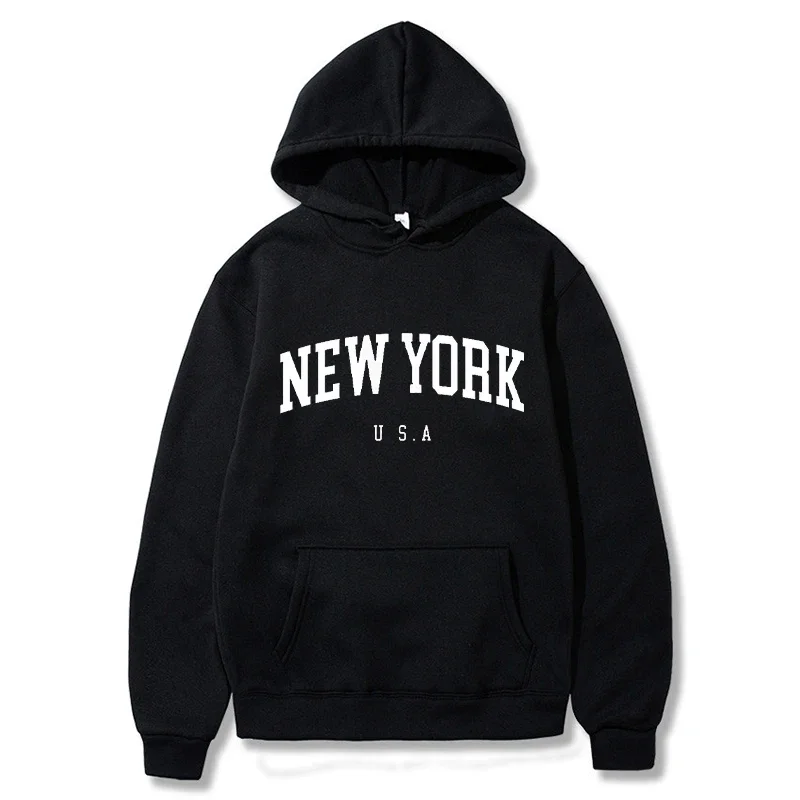 Winter Clothing New York - 뉴욕 프린트 남성 여성 후드티 야외