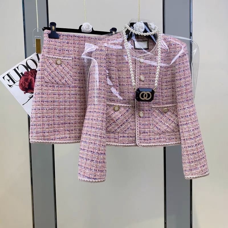 Jack Winter Clothing - 여성 우아한 빈티지 트위드 향기로운 Y2K