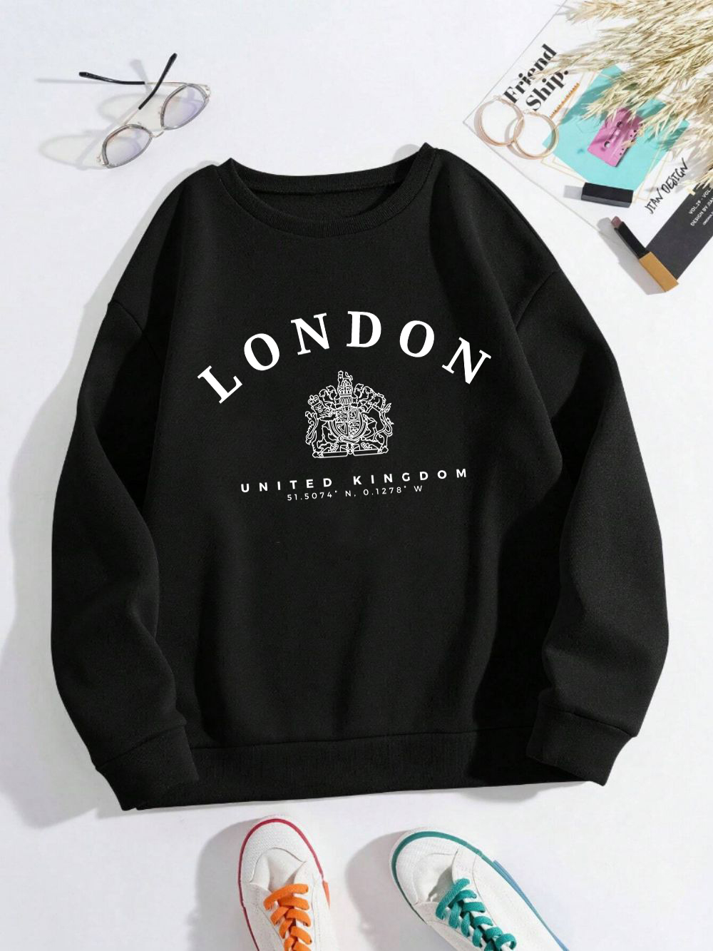 Winter Clothing Uk - 런던 영국 로얄 배지 프린트 여성