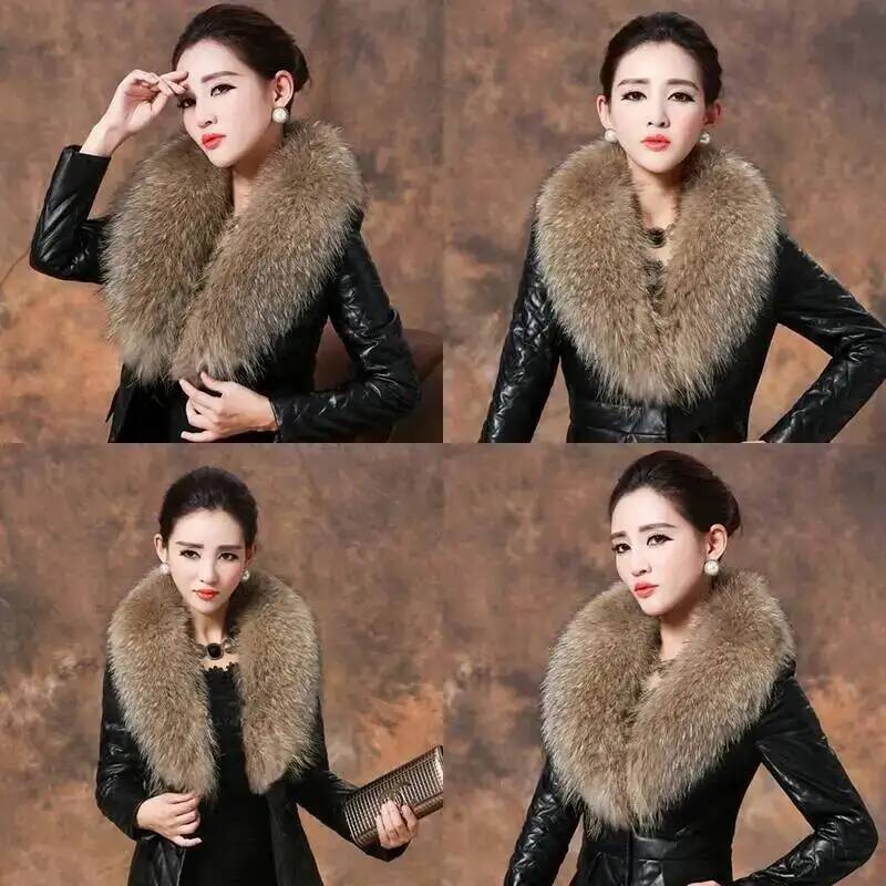 자연 너구리 모피 칼라 리얼 모피 스카프 여성 겨울 럭 - Winter Clothing For Sale 리뷰 및 가격