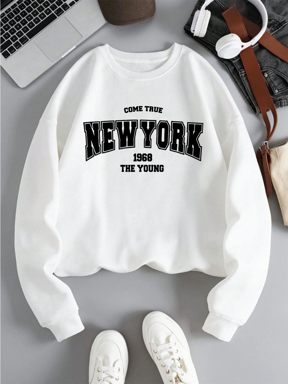 여성용 맨투맨 블랙 레터 프린트 스포티 후디, 겨울 캐 - Winter Clothing New York 리뷰 및 가격