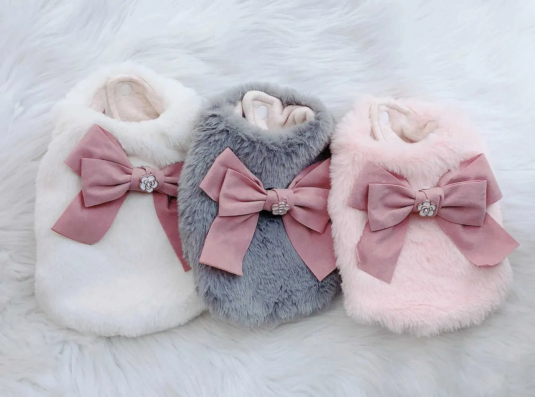 신상품 강아지와 고양이 드레스 조끼 인조 모피와 리본  - Winter Clothing For Dogs 리뷰 및 가격