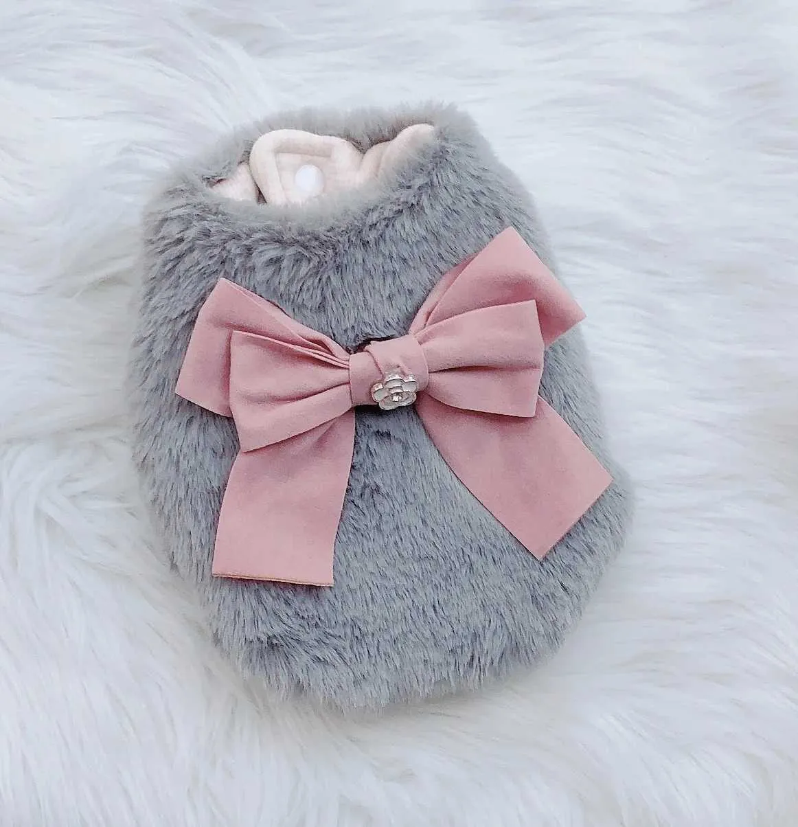 신상품 강아지와 고양이 드레스 조끼 인조 모피와 리본  - Winter Clothing For Dogs 리뷰 및 가격