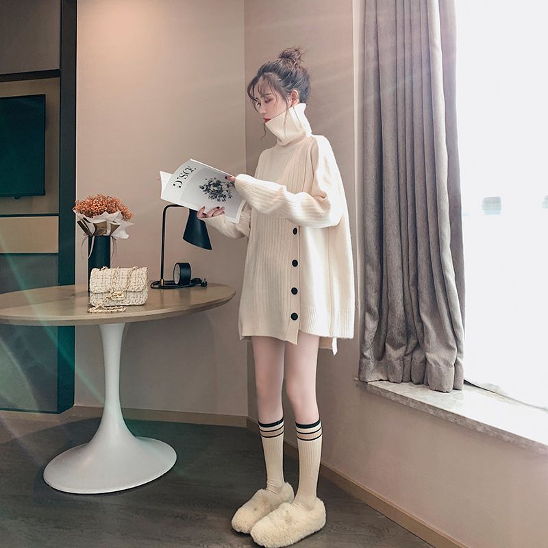 가을 겨울 새로운 패션 높은 목 중간 길이 스타일 긴  - Winter Clothing Korean 리뷰 및 가격