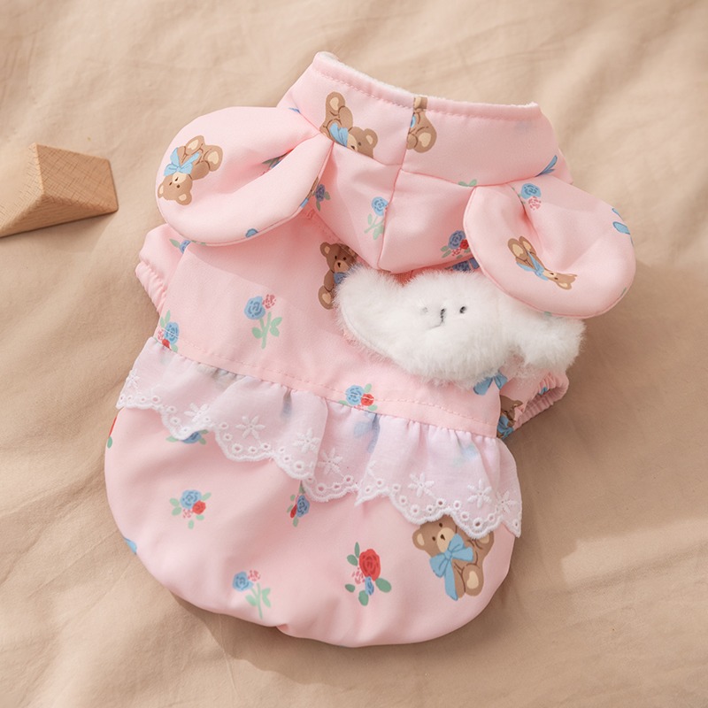 겨울 장미 무늬 강아지 옷 테디 따뜻한 다운 재킷 비숑 - Winter Clothing For Dogs 리뷰 및 가격