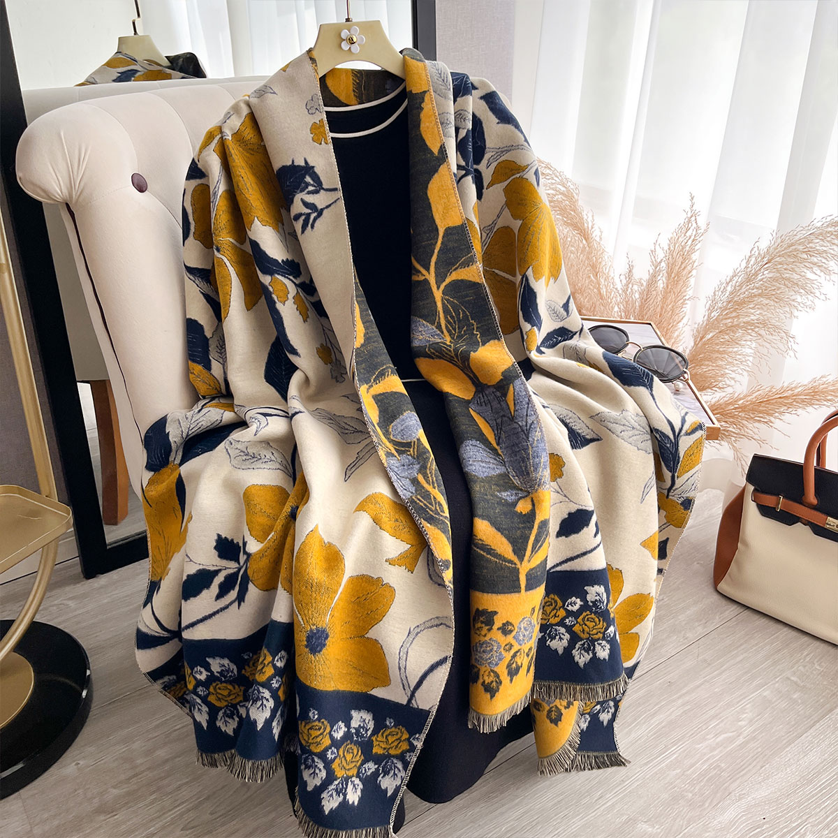여성용 고급 겨울 페이즐리 양면 캐시미어 자카드 스카프 - Cashmere Scarf Wrap 리뷰 및 가격