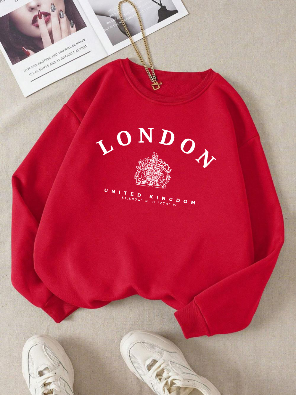 런던 영국 로얄 배지 프린트 여성 풀오버 소프트 힙합  - Winter Clothing Uk 리뷰 및 가격